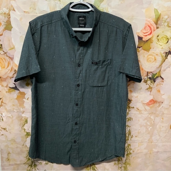 RVCA That'll Do Dobby Mens Black & Gray Shirt Size Small - Picture 2 of 4